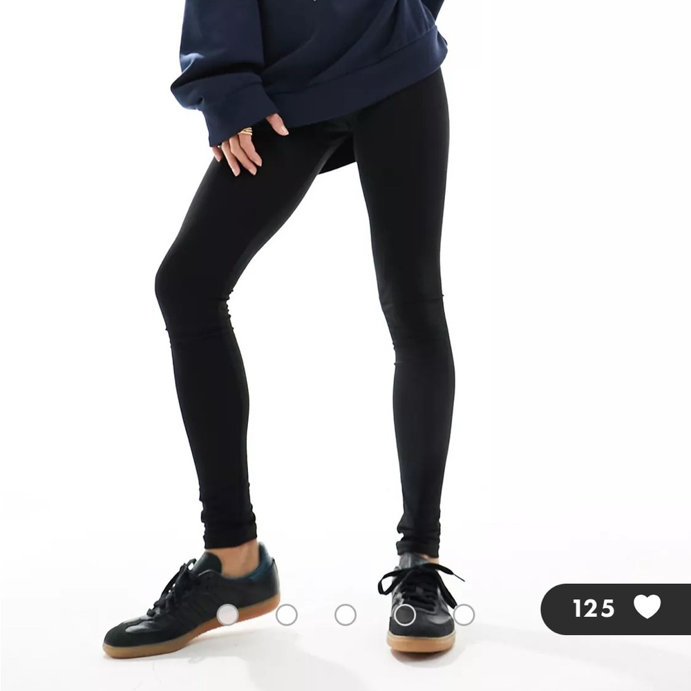 Pieces Petite high waisted leggings in black